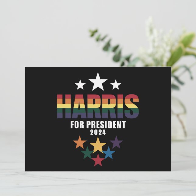 Kamala Harris Rainbow Gay Pride LGBT Election 2024 Einladung (Stehend Vorderseite)