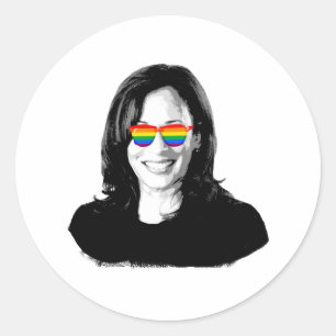 Kamala Harris Rainbow Sunglasses Runder Aufkleber