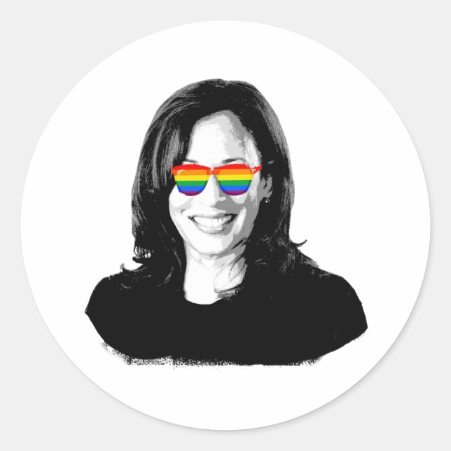 Kamala Harris Rainbow Sunglasses Runder Aufkleber (Vorderseite)
