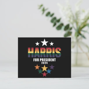 Kamala Harris Regenbogen Gay Pride LGBT Wahl 2024 Postkarte