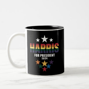 Kamala Harris Regenbogen Gay Pride LGBT Wahl 2024 Zweifarbige Tasse