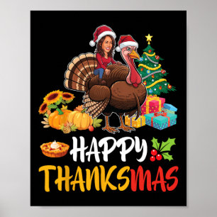 Kamala Harris Santa Claus Riding Türkei glücklich Poster