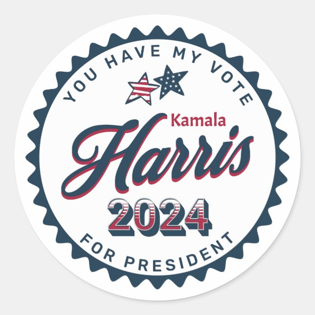 Kamala Harris | Sie haben meine Stimme Runder Aufkleber (Vorderseite)
