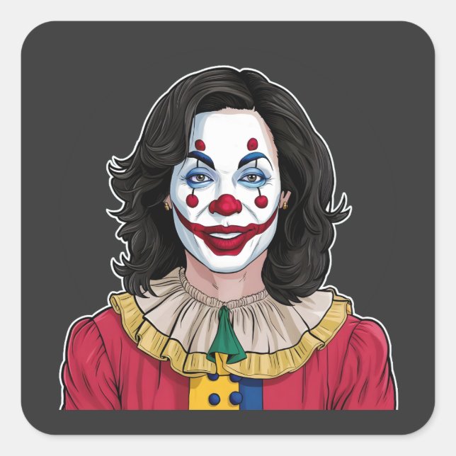 Kamala Harris Spooky Halloween Clownwahl 2024 Quadratischer Aufkleber (Vorderseite)