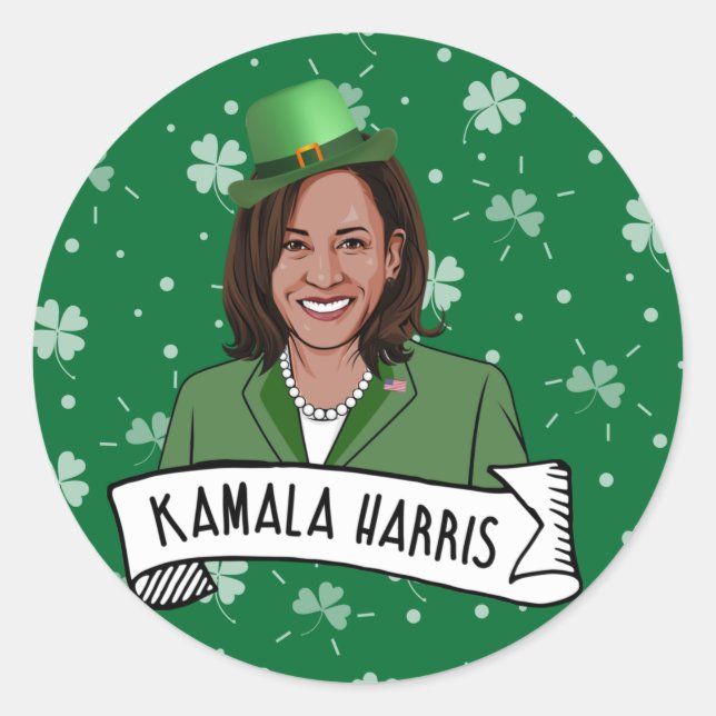 Kamala Harris St. Patrick's Day Runder Aufkleber (Vorderseite)