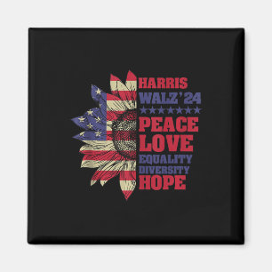 Kamala Harris Tim Walz 2024 Peace Lgbt Harris Walz Magnet