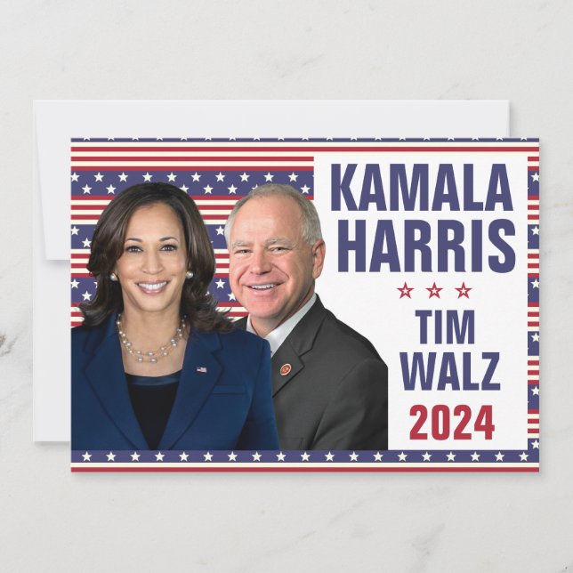 Kamala Harris Tim Walz 2024 Präsident Vice Fotos Einladung (Vorderseite)