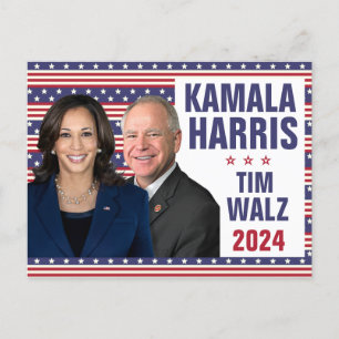 Kamala Harris Tim Walz 2024 Präsident Vice Fotos Postkarte