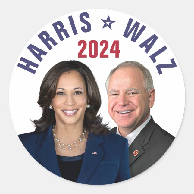 Kamala Harris Tim Walz 2024 Präsident Vice Fotos Runder Aufkleber (Vorderseite)