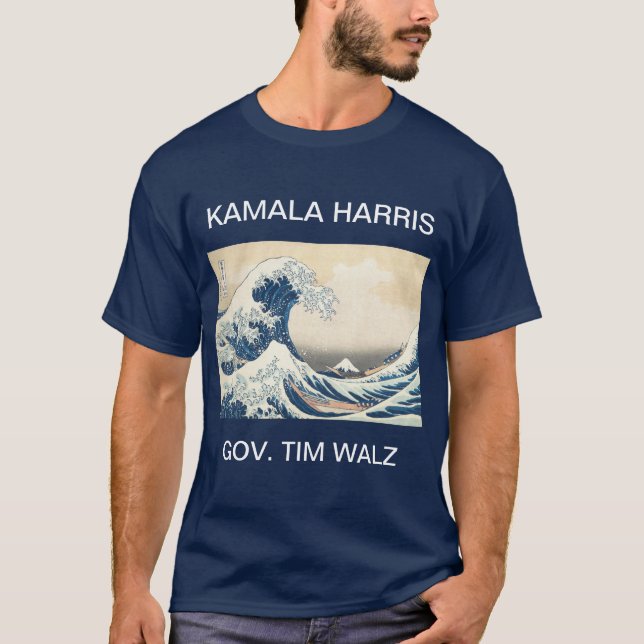 KAMALA HARRIS TIM WALZ BLAUE WAVE T - Shirt (Vorderseite)