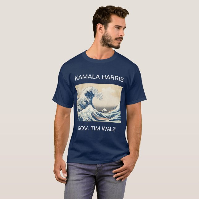 KAMALA HARRIS TIM WALZ BLAUE WAVE T - Shirt (Vorne ganz)