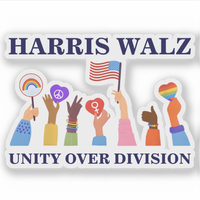 Kamala Harris Tim Walz Einheit Aufkleber (Vorderseite)