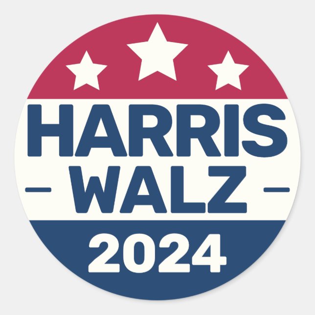 Kamala Harris Tim Walz Kampagne 2024 Präsident Runder Aufkleber (Vorderseite)