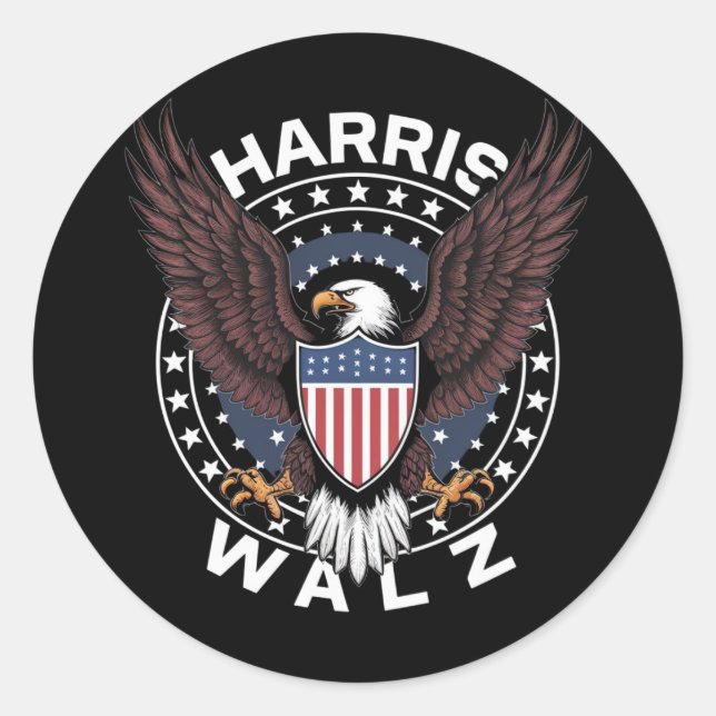 Kamala Harris Tim Walz Waltz Wahl 2024 Runder Aufkleber (Vorderseite)