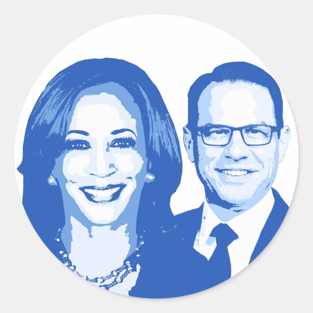 Kamala Harris und Josh Shapiro Runder Aufkleber (Vorderseite)