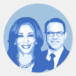 Kamala Harris und Josh Shapiro Runder Aufkleber
