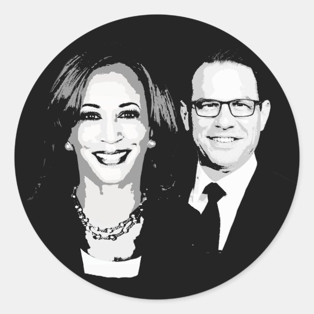 Kamala Harris und Josh Shapiro Ticket Runder Aufkleber (Vorderseite)