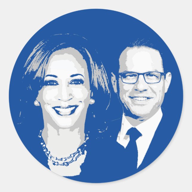 Kamala Harris und Josh Shapiro Ticket Runder Aufkleber (Vorderseite)