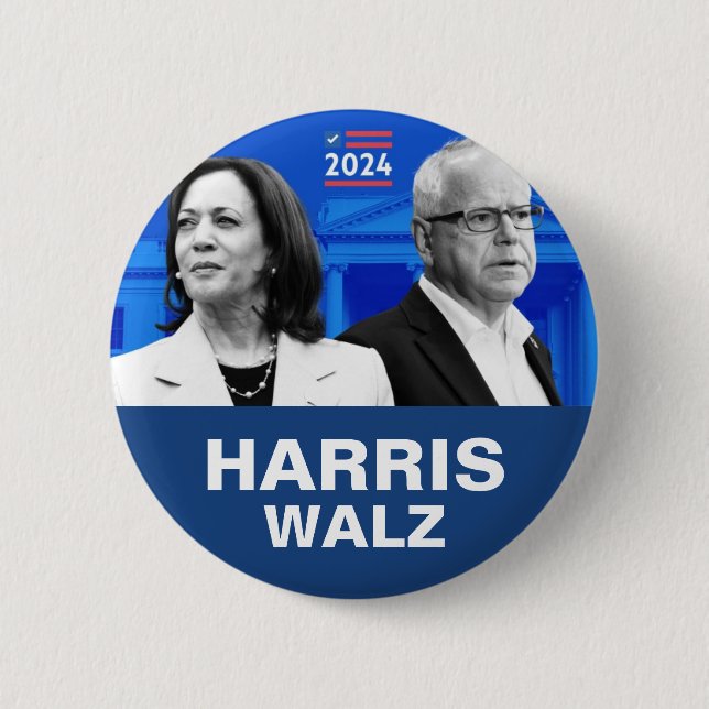Kamala Harris und Tim Walz 2024 Button (Vorderseite)