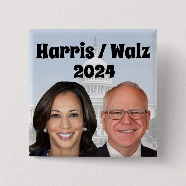 Kamala Harris und Tim Walz 2024 Button (Vorderseite)