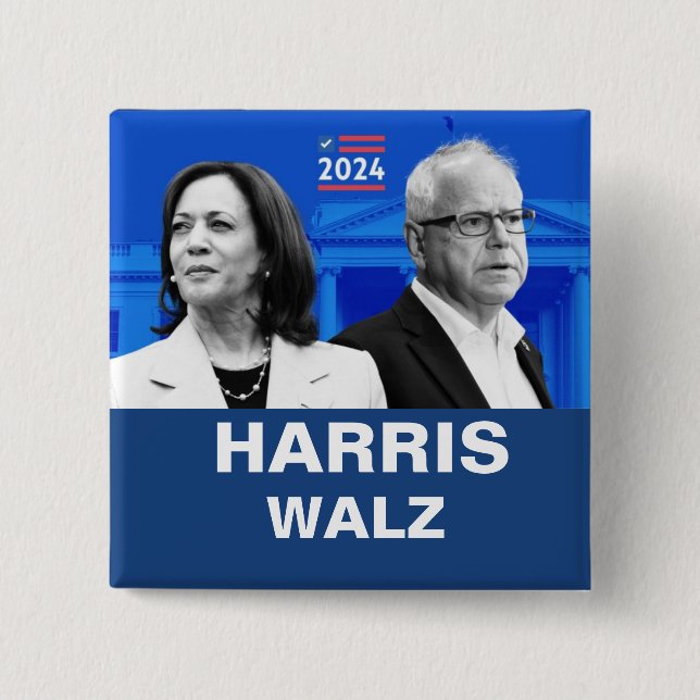 Kamala Harris und Tim Walz 2024 Button (Vorderseite)