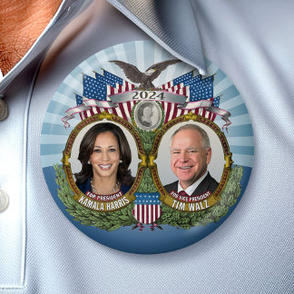Kamala Harris und Tim Walz 2024 - Classic Jugate Button