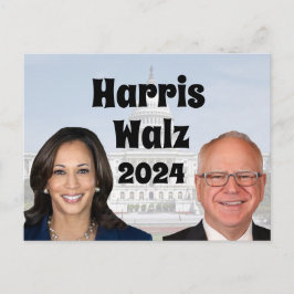 Kamala Harris und Tim Walz 2024 Postkarte