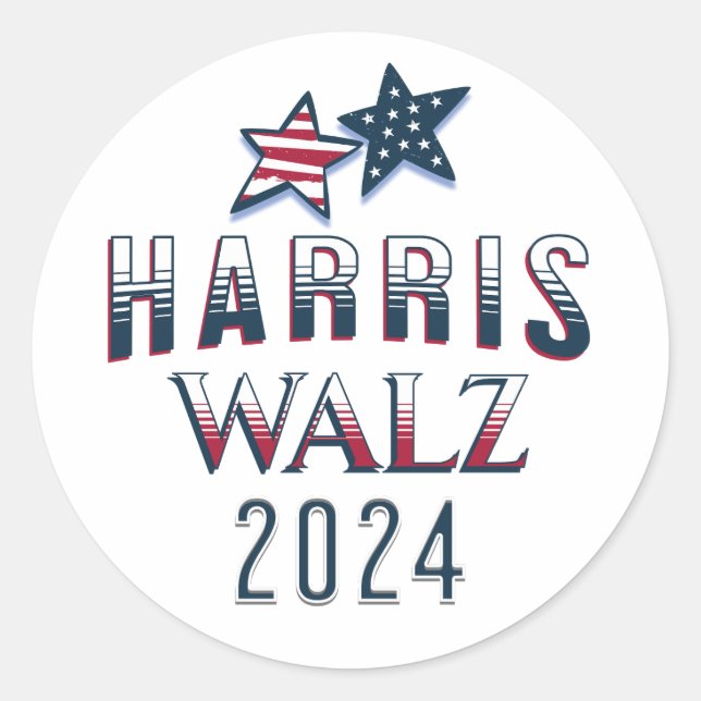 Kamala Harris und Tim Walz 2024 Runder Aufkleber (Vorderseite)