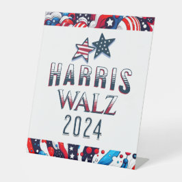 Kamala Harris und Tim Walz 2024 Wahl Sockelschild