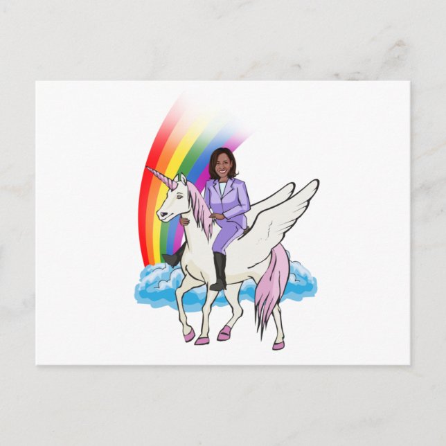 KAMALA HARRIS UNICORN UND RAINBOW POSTKARTE (Vorderseite)