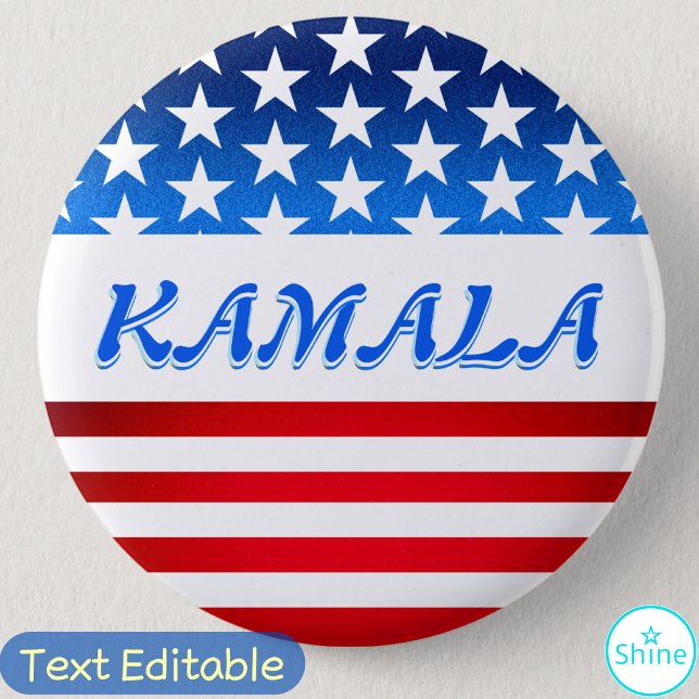 Kamala Harris USA Flag Custom Text Elections 2024 Button (Von Creator hochgeladen)
