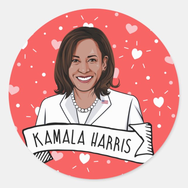 Kamala Harris Valentinstag Runder Aufkleber (Vorderseite)