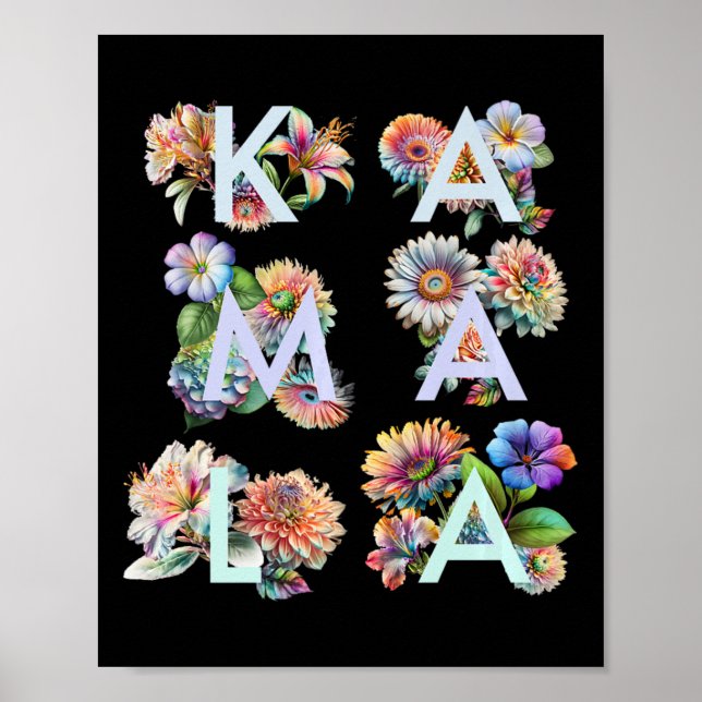 Kamala Harris Vintag Floral Weibchen Poster (Vorne)