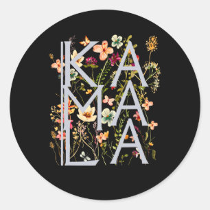 Kamala Harris Vintag Floral Weibchen Runder Aufkleber