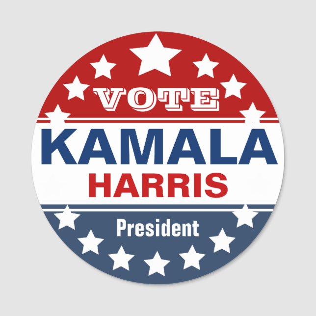 Kamala Harris Wahlkampfvorlage Namensschild (Vorderseite)