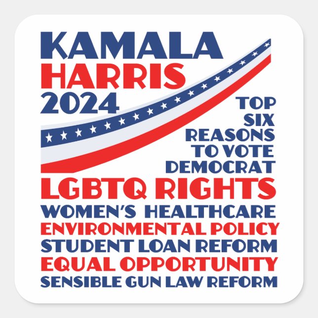 Kamala Harris Wahlplattform 2024 Quadratischer Aufkleber (Vorderseite)