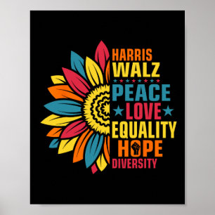 Kamala Harris Waltz Peace Liebe E Hope Diversity Poster