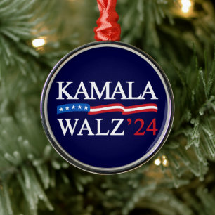 Kamala Harris Walz 2024 offensichtlich blau Ornament Aus Metall