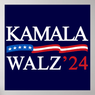 Kamala Harris Walz 2024 offensichtlich blau Poster