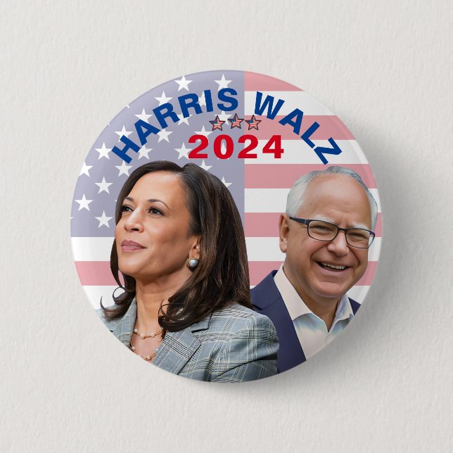 Kamala Harris Walz Foto - Präsident Vice Fotos Button (Vorderseite)