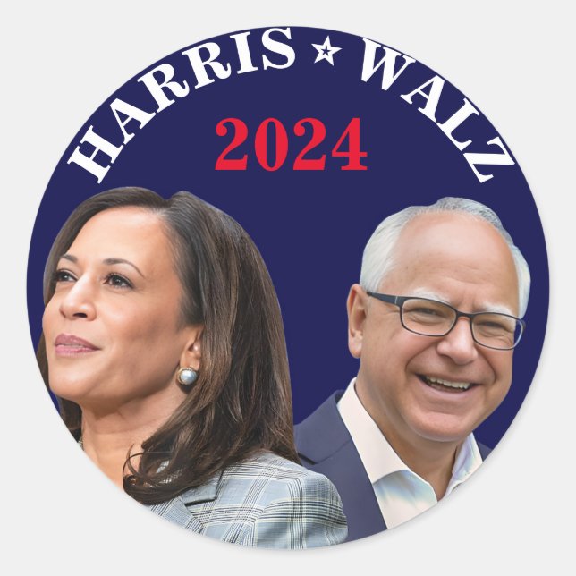 Kamala Harris Walz Foto - Präsident Vice Fotos Runder Aufkleber (Vorderseite)