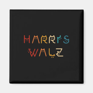 Kamala Harris Walz Waltz 2024 Cat Lettering Positi Magnet