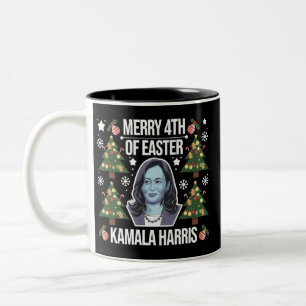 Kamala Harris Weihnachten Santa Frohe 4. Ostern Zweifarbige Tasse