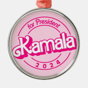 Kamala Harris zum Präsidenten in Rosa Ornament Aus Metall