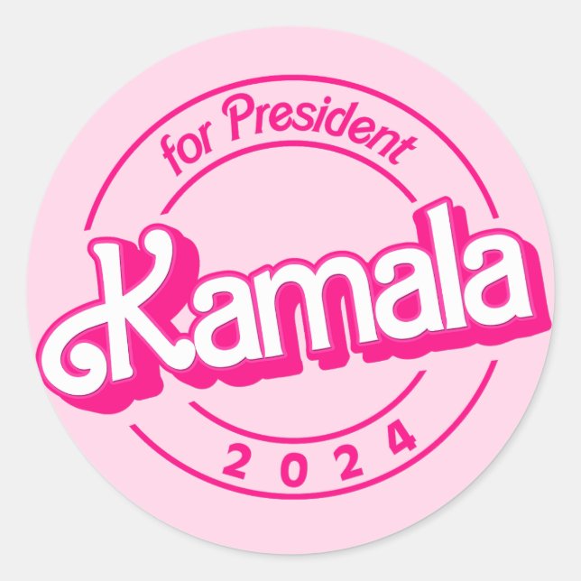 Kamala Harris zum Präsidenten in Rosa Runder Aufkleber (Vorderseite)
