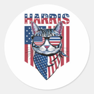 Kamala Harris zur Präsidentin 2024 Lustige Katze  Runder Aufkleber