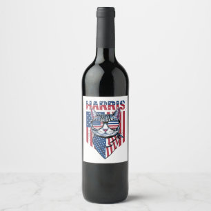 Kamala Harris zur Präsidentin 2024 Lustige Katze  Weinetikett