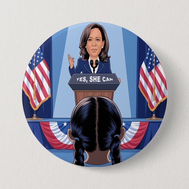 KAMALA HARRIS'S NIECE - JA, SIE KANN Button (Vorderseite)