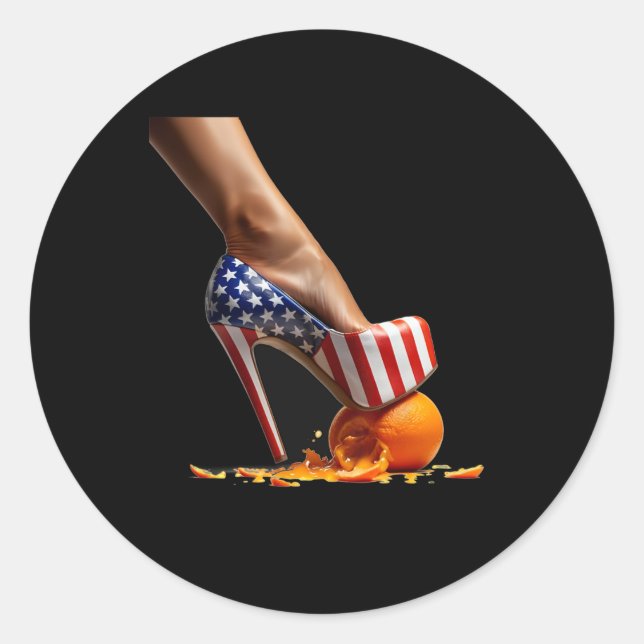 Kamala Heelse auf Orange Runder Aufkleber (Vorderseite)