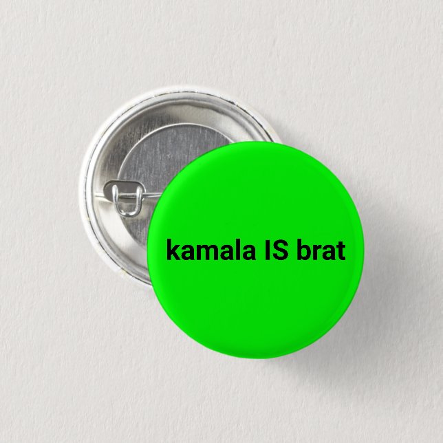 Kamala ist braunschwarz und neongrün cool button (Vorne & Hinten)